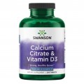  Swanson  檸檬酸鈣+維生素 D3  *250錠  Calcium Citrate & Vitamin D
