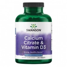  Swanson  檸檬酸鈣+維生素 D3  *250錠  Calcium Citrate & Vitamin D