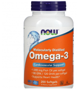 效期至2025/10月  NOW Foods  天然深海魚油 Omega-3 ( EPA 180mg / DHA 120mg) * 200 粒