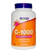  Now Foods 維生素/維他命 C-1000 含: 玫瑰果+生物類黃酮 1000 mg * 250錠 - 維生素C 