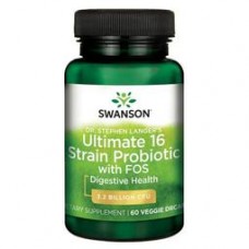 ** 效期至2024/05月**Swanson  超強16種益生菌 添加果寡糖  - 素食 (*60顆)  - Ultimate 16 Strain Probiotic with FOS 