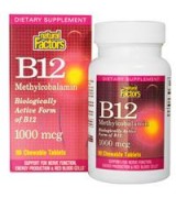 Natural Factors  高效力 維生素B12  維他命B12 - 1000 mcg*180 嚼錠 - B12, Methylcobalamin