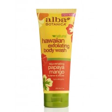 Alba Botanica  去角質沐浴露  防過敏 遠離暗沉  改善皮膚乾燥 *7 fl oz (200 ml)  木瓜+芒果萃取~ Exfoliating Body Wash, Papaya Mango