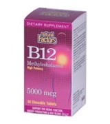  Natural Factors  高效力 維生素B12  維他命B12 - 5000 mcg*60嚼錠 - B12, Methylcobalamin