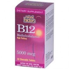 Natural Factors  高效力 維生素B12  維他命B12 - 5000 mcg*60嚼錠 - B12, Methylcobalamin